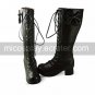 Handmade Coffee PU Leather 4.5cm High Heel Princess Lolita Boots