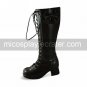 Handmade Coffee PU Leather 4.5cm High Heel Princess Lolita Boots