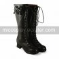 Handmade Coffee PU Leather 4.5cm High Heel Princess Lolita Boots