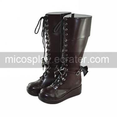 Handmade Coffee PU Leather 5cm Platform Classic Lolita Boots