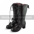 Handmade Coffee PU Leather 6.3cm High Heel Country Lolita Boots