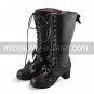 Handmade Coffee PU Leather 6.3cm High Heel Country Lolita Boots