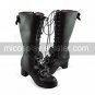 Handmade Coffee PU Leather 6.3cm High Heel Country Lolita Boots
