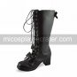 Handmade Coffee PU Leather 6.3cm High Heel Country Lolita Boots