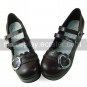 Handmade Coffee PU Leather 6cm Wedge Classic Lolita Shoes