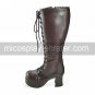 Handmade Coffee PU Leather 7.5cm High Heel Classic Lolita Boots