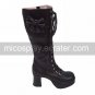 Handmade Coffee PU Leather 7.5cm High Heel Princess Lolita Boots