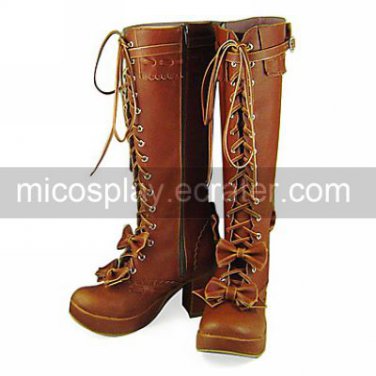 Handmade Coffee PU Leather 7.5cm High Heel Sweet Lolita Boots