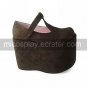 Handmade Coffee PU Leather 12cm Platform Classic Lolita Shoes