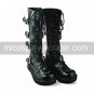 Handmade Cool Black PU Leather 3.5cm Platform Punk Lolita Boots