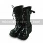 Handmade Cool Black PU Leather 8cm High Heel Punk Lolita Boots with Shoelace