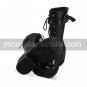 Handmade Cool Black PU Leather 8cm High Heel Punk Lolita Boots with Shoelace