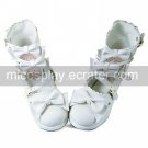 Handmade Cool White PU Leather 6.3cm High Heel Punk Lolita Shoes