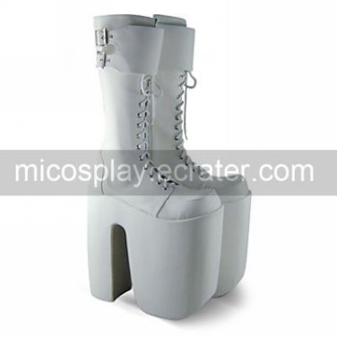 Handmade Cool White PU Leather 25cm Platform Punk Lolita Boots