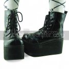 Handmade Cute and Cool Black PU Leather 10cm Platform Punk Lolita Shoes