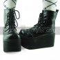 Handmade Cute and Cool Black PU Leather 10cm Platform Punk Lolita Shoes