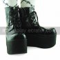 Handmade Cute and Cool Black PU Leather 10cm Platform Punk Lolita Shoes