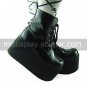 Handmade Cute and Cool Black PU Leather 10cm Platform Punk Lolita Shoes