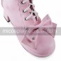 Handmade Cute Pink PU Leather Faxu Fur 6.3cm High Heel Doll's Lolita Boots