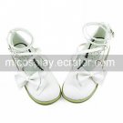Handmade Cute White Bow PU Leather 2.5cm Flat Sweet Lolita Shoes