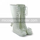 Handmade Cute White PU Leather 5cm Wedge Sweet Lolita Boots