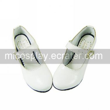 Handmade Elegant PU Leather 7.5cm High Heel Lace Trim Princess Lolita Shoes