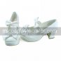 Handmade Elegant Pure White PU Leather 7.5cm High Heel Princess Lolita Shoes