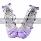 Handmade Gloss Purple PU Leather 4.5cm High Heel Country Lolita Shoes
