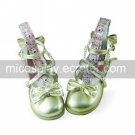 Handmade Golden PU Leather Flat Princess Lolita Shoes with Pearls