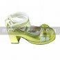 Handmade Golden PU Leather White Lace 4.5cm High Heel Princess Lolita Shoes