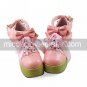 Handmade Gorgeous Pink PU Leather 9.3cm High Heel Princess Lolita Shoes with Ribbon