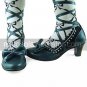 Handmade Gothic Ink Blue PU Leather 6.3cm High Heel Aristocrat Lolita Shoes