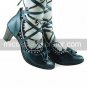 Handmade Gothic Ink Blue PU Leather 6.3cm High Heel Aristocrat Lolita Shoes