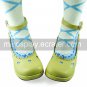 Handmade Green PU Leather Wavy Edge 4.5cm High Heel Country Lolita Shoes