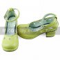Handmade Green PU Leather Wavy Edge 4.5cm High Heel Country Lolita Shoes