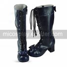 Handmade Ink blue PU Leather 6.3cm High Heel Classic Lolita Boots