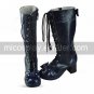 Handmade Ink blue PU Leather 6.3cm High Heel Classic Lolita Boots