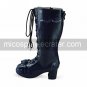Handmade Ink blue PU Leather 6.3cm High Heel Classic Lolita Boots