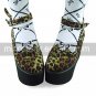 Handmade Leopard Cat Face PU Leather 7cm Wedge Punk Lolita Shoes with Tail