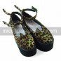 Handmade Leopard Cat Face PU Leather 7cm Wedge Punk Lolita Shoes with Tail