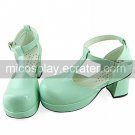 Handmade Light Green High Gloss PU Leather 6.3cm High Heel Princess Lolita Sandals