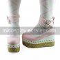 Handmade Little Princess White and Pink PU Leather 9cm Wedge Sweet Lolita Shoes