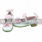 Handmade Pink and White PU Leather 2.5cm Flat Sweet Lolita Shoes