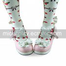 Handmade Pink and White PU Leather 4.5cm High Heel Sweet Lolita Shoes