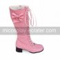 Handmade Pink PU Leather 4.5cm High Heel Sweet Lolita Boots with Bow