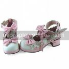 Handmade Pink PU Leather 4.5cm High Heel Sweet Lolita Shoes with Bow