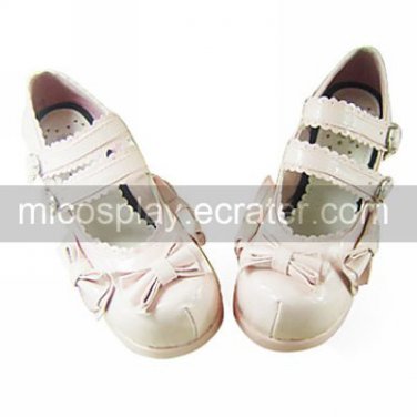 Handmade Pink PU Leather 4.5cm High Heel Sweet Lolita Shoes with Bow 1