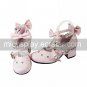 Handmade Pink PU Leather 4.5cm High Heel Sweet Lolita Shoes with Bow and Pearls