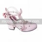 Handmade Pink PU Leather 4.5cm High Heel Sweet Lolita Shoes with Bow and Pearls