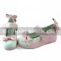 Handmade Pink PU Leather 5cm Wedge Sweet Lolita Shoes with Bow